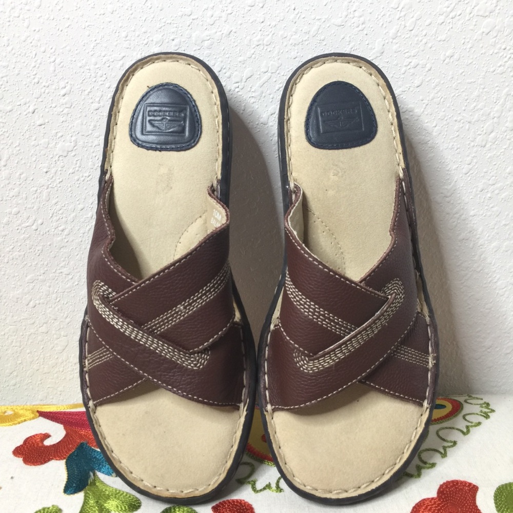 Dockers leather slip on Sandals mules like new 10